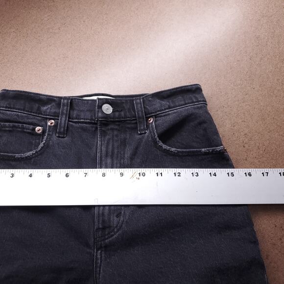 Abercrombie & Fitch Straight Jeans Women 24/00 Black Faux Leather Legs 90s Grung - Picture 5 of 11